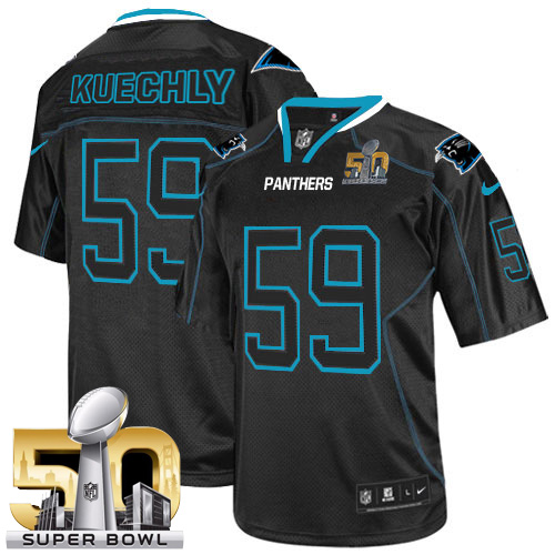 Men's Elite Luke Kuechly Super Bowl L Nike Jersey Lights Out Black - #59 NFL Carolina Panthers